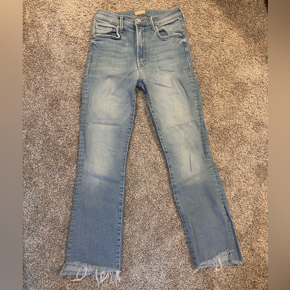 MOTHER The Insider Crop Denim Step Fray